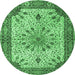 Round Persian Emerald Green Traditional Rug, tr4514emgrn