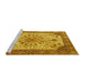 Sideview of Machine Washable Persian Yellow Traditional Rug, wshtr4514yw