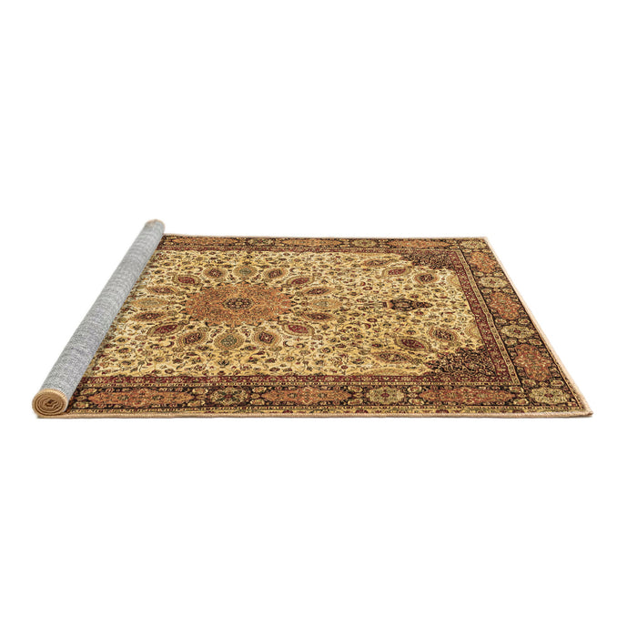 Sideview of Machine Washable Persian Brown Traditional Rug, wshtr4514brn