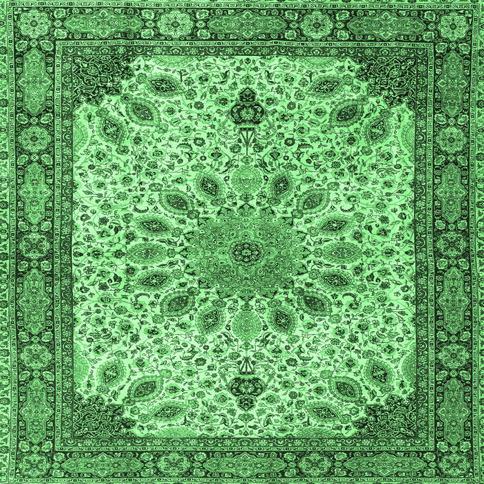 Square Machine Washable Persian Emerald Green Traditional Area Rugs, wshtr4514emgrn