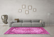 Machine Washable Persian Pink Traditional Rug in a Living Room, wshtr4514pnk