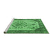 Sideview of Machine Washable Persian Emerald Green Traditional Area Rugs, wshtr4514emgrn