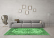 Machine Washable Persian Emerald Green Traditional Area Rugs in a Living Room,, wshtr4514emgrn