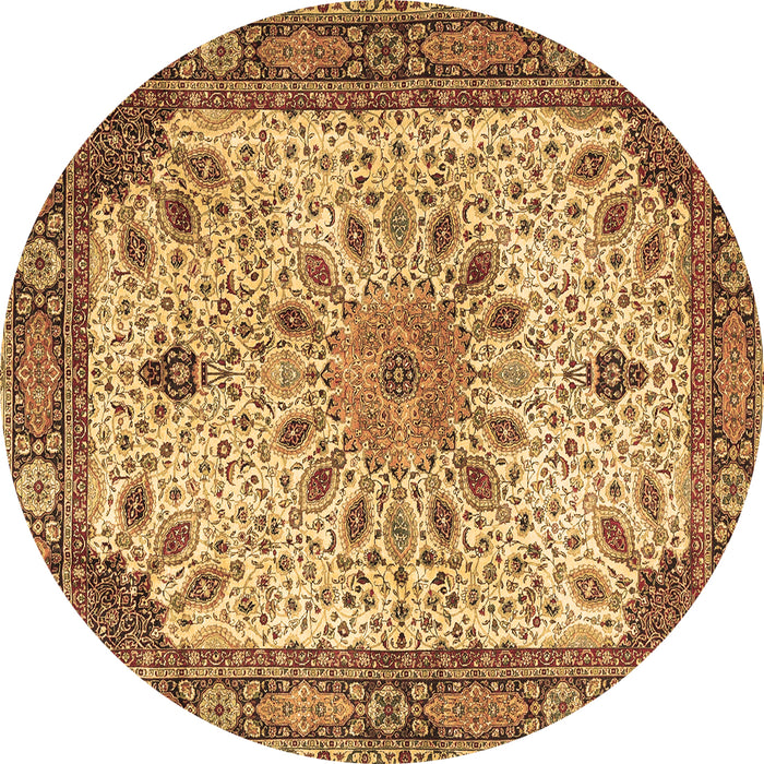 Round Persian Brown Traditional Rug, tr4514brn