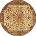 Round Persian Brown Traditional Rug, tr4514brn