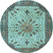 Round Machine Washable Persian Light Blue Traditional Rug, wshtr4514lblu