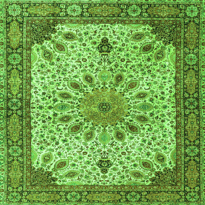 Round Machine Washable Persian Green Traditional Area Rugs, wshtr4514grn