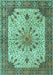 Machine Washable Persian Turquoise Traditional Area Rugs, wshtr4514turq