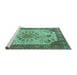 Sideview of Machine Washable Persian Turquoise Traditional Area Rugs, wshtr4514turq