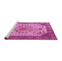 Sideview of Machine Washable Persian Pink Traditional Rug, wshtr4514pnk