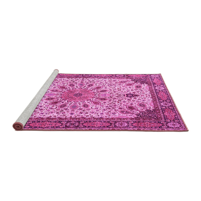 Sideview of Machine Washable Persian Pink Traditional Rug, wshtr4514pnk