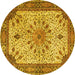 Round Persian Yellow Traditional Rug, tr4514yw