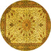 Round Machine Washable Persian Yellow Traditional Rug, wshtr4514yw