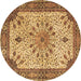 Round Machine Washable Persian Brown Traditional Rug, wshtr4514brn