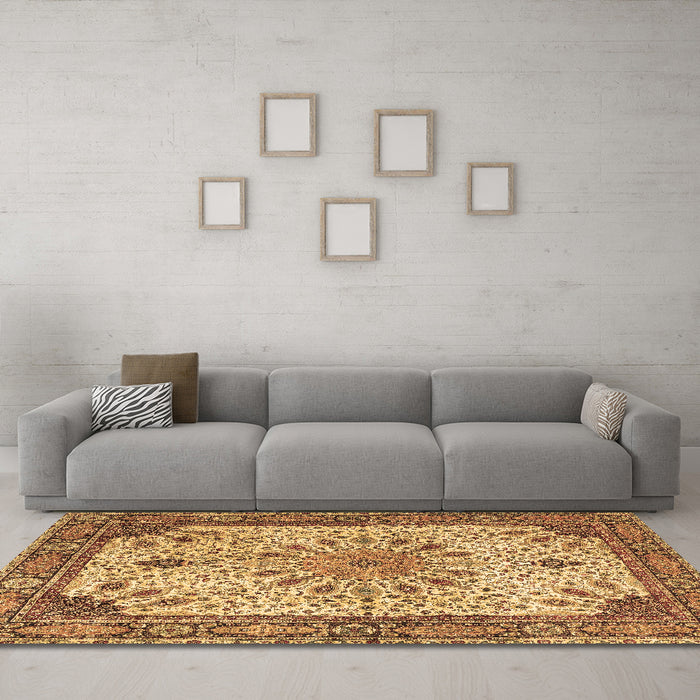 Machine Washable Persian Brown Traditional Rug in a Living Room,, wshtr4514brn