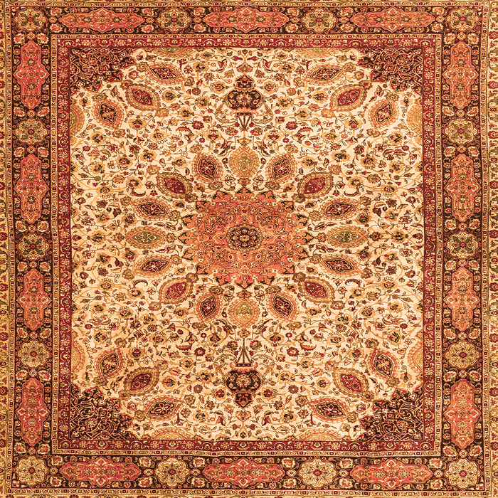 Round Machine Washable Persian Orange Traditional Area Rugs, wshtr4514org