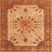 Round Machine Washable Persian Orange Traditional Area Rugs, wshtr4514org