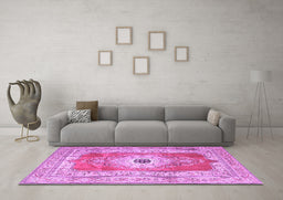 Machine Washable Persian Purple Traditional Area Rugs in a Living Room, wshtr4515pur