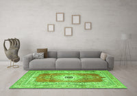 Machine Washable Persian Green Traditional Rug, wshtr4515grn