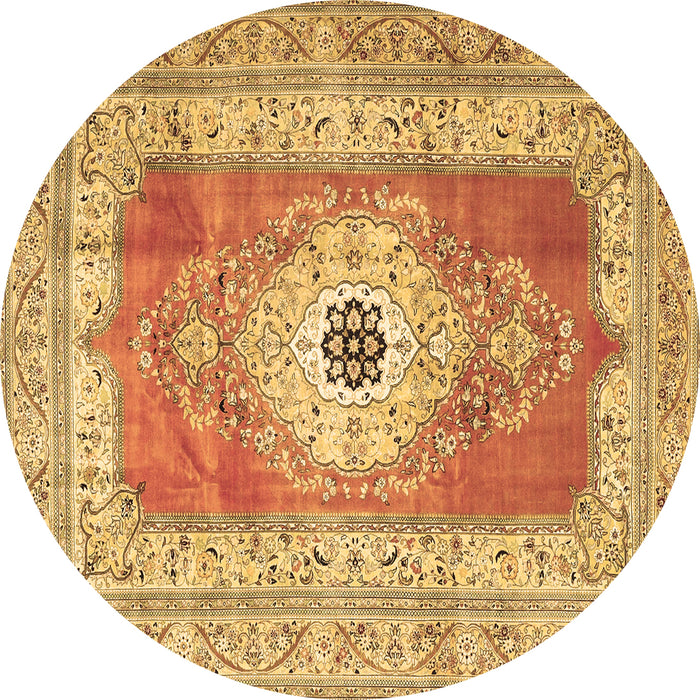 Round Machine Washable Persian Brown Traditional Rug, wshtr4515brn