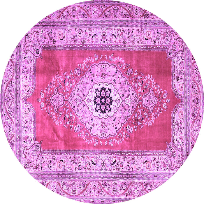 Round Machine Washable Persian Purple Traditional Area Rugs, wshtr4515pur