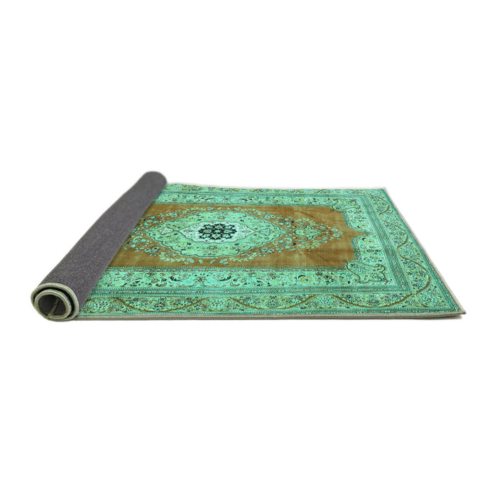 Sideview of Persian Turquoise Traditional Rug, tr4515turq