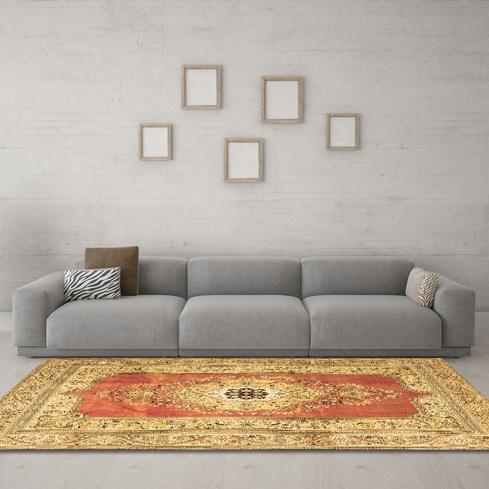 Machine Washable Persian Brown Traditional Rug in a Living Room,, wshtr4515brn