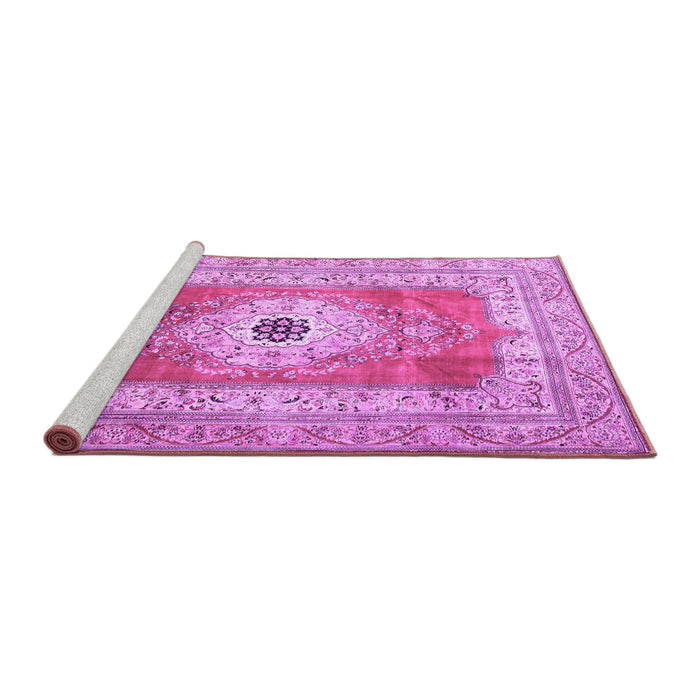 Sideview of Machine Washable Persian Purple Traditional Area Rugs, wshtr4515pur