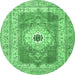 Round Persian Emerald Green Traditional Rug, tr4515emgrn