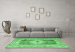 Machine Washable Persian Emerald Green Traditional Area Rugs in a Living Room,, wshtr4515emgrn