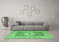 Machine Washable Persian Emerald Green Traditional Rug, wshtr4515emgrn