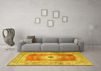 Machine Washable Persian Yellow Traditional Rug, wshtr4515yw