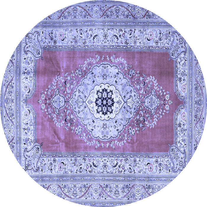Round Machine Washable Persian Blue Traditional Rug, wshtr4515blu