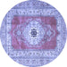 Round Machine Washable Persian Blue Traditional Rug, wshtr4515blu