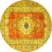 Round Machine Washable Persian Yellow Traditional Rug, wshtr4515yw