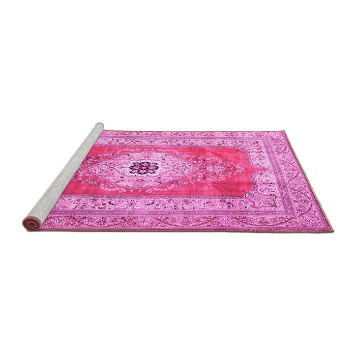 Sideview of Machine Washable Persian Pink Traditional Rug, wshtr4515pnk