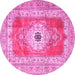 Round Persian Pink Traditional Rug, tr4515pnk