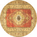 Round Persian Brown Traditional Rug, tr4515brn