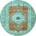 Round Machine Washable Persian Light Blue Traditional Rug, wshtr4515lblu