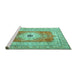 Sideview of Machine Washable Persian Turquoise Traditional Area Rugs, wshtr4515turq