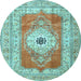 Round Persian Light Blue Traditional Rug, tr4515lblu