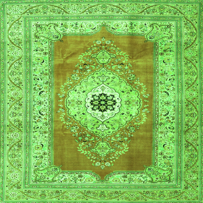 Round Machine Washable Persian Green Traditional Area Rugs, wshtr4515grn