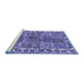 Sideview of Machine Washable Persian Blue Traditional Rug, wshtr4516blu