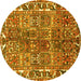 Round Persian Yellow Traditional Rug, tr4516yw