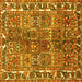 Square Machine Washable Persian Yellow Traditional Rug, wshtr4516yw