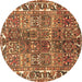 Round Machine Washable Persian Brown Traditional Rug, wshtr4516brn