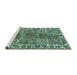 Sideview of Machine Washable Persian Turquoise Traditional Area Rugs, wshtr4516turq