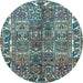 Round Persian Light Blue Traditional Rug, tr4516lblu