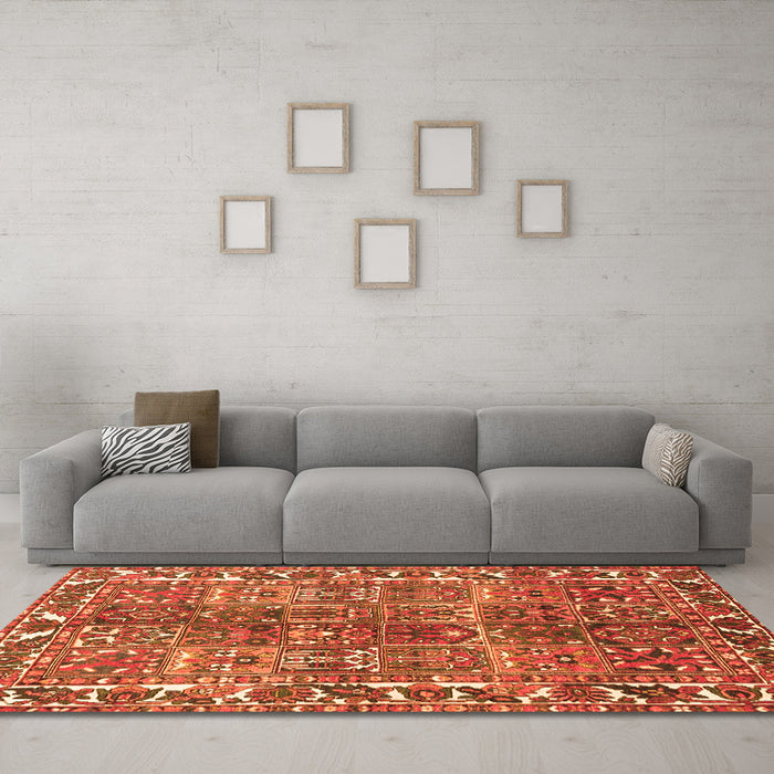 Machine Washable Persian Orange Traditional Area Rugs in a Living Room, wshtr4516org