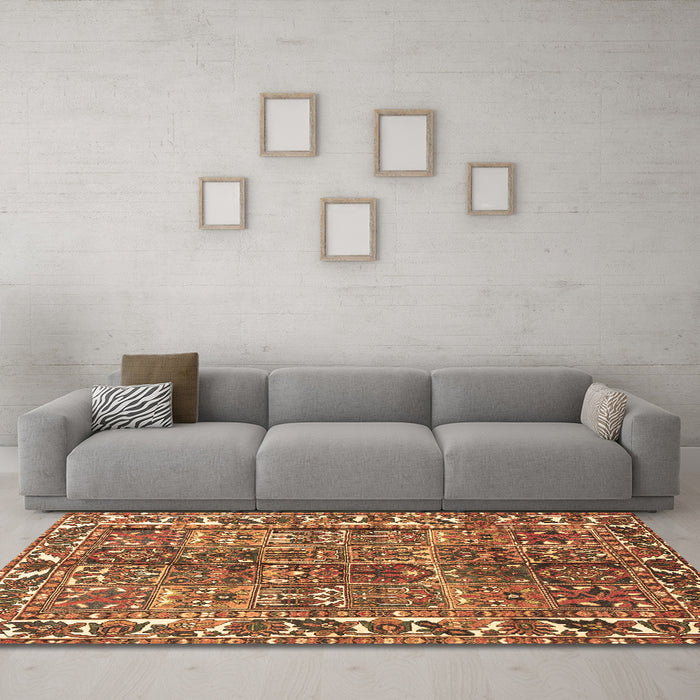 Machine Washable Persian Brown Traditional Rug in a Living Room,, wshtr4516brn